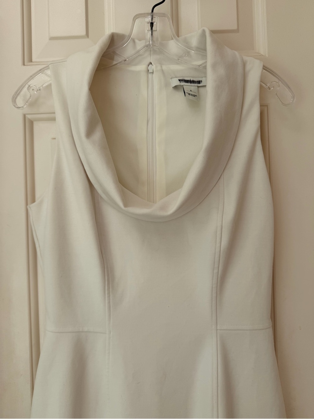 White House Black Market Cream Sleeveless Cowl Neck Sheath Dress, Sz 6 - Picture 2 of 16